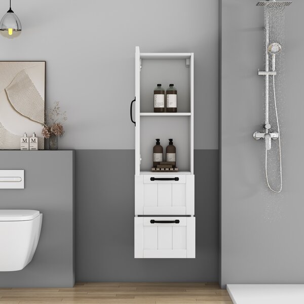 Vysoká závěsná koupelnová skříňka Houseland Elyra 120 cm bílá
