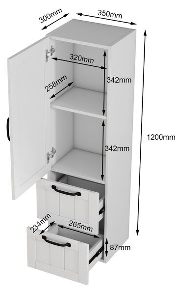 Vysoká závěsná koupelnová skříňka Houseland Elyra 120 cm bílá