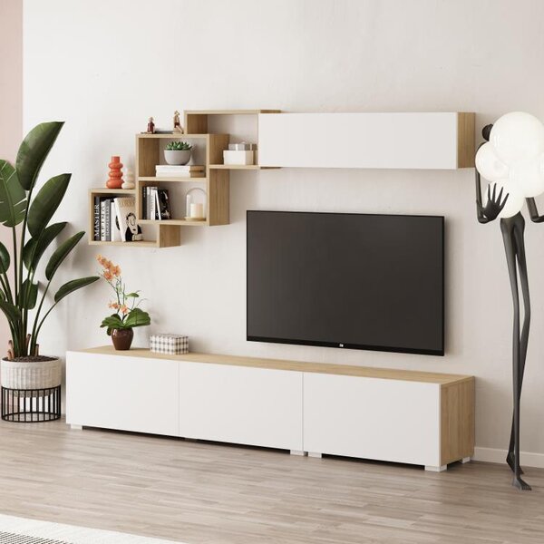Moderní TV stěna Houseland Free du safírový/bílá