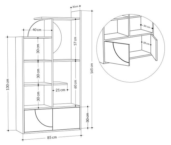 Moderní knihovna Houseland Half bílá/antracitově šedá