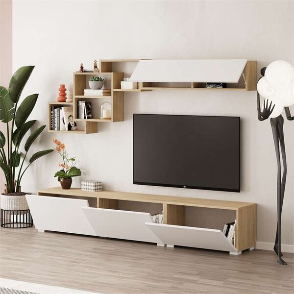 Moderní TV stěna Houseland Free du safírový/bílá