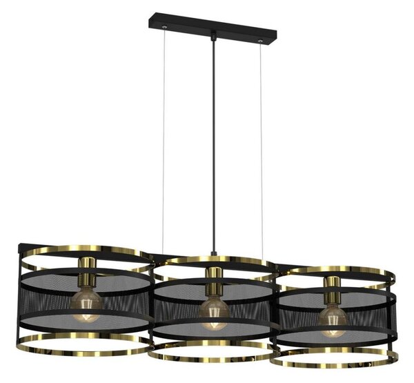 Lustr na lanku RIM 3xE27/60W/230V černá/zlatá
