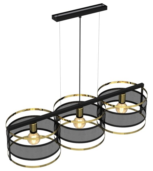Lustr na lanku RIM 3xE27/60W/230V černá/zlatá