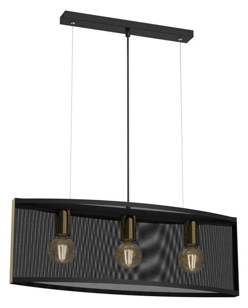 Lustr na lanku KAGA 3xE27/60W/230V černá/zlatá