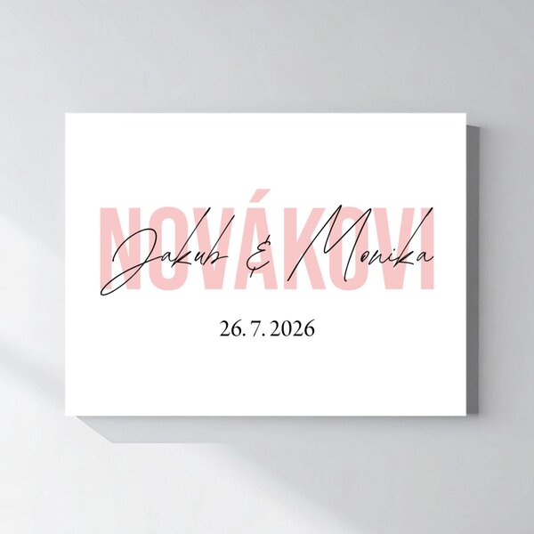 Personalizovaný magický fotoobraz v rámu - čtverec 30x40 - jména novomanželů