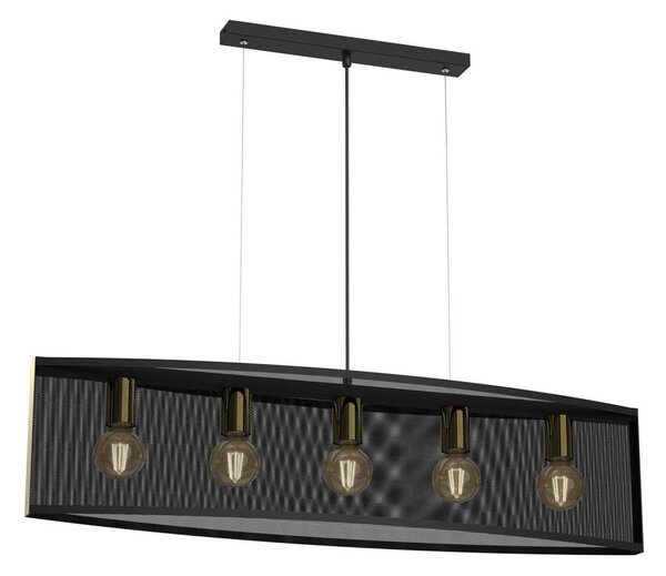 Lustr na lanku KAGA 5xE27/60W/230V černá/zlatá