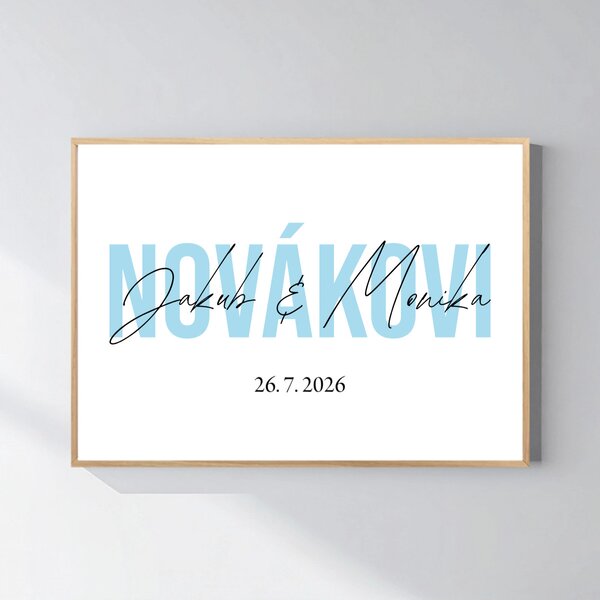 Personalizovaný magický fotoobraz v rámu - 50x70 - jména novomanželů