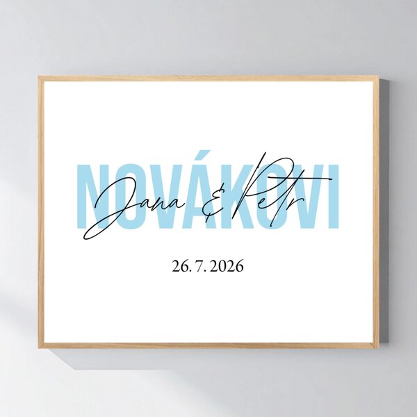 Personalizovaný magický fotoobraz v rámu - 40x50 - jména novomanželů