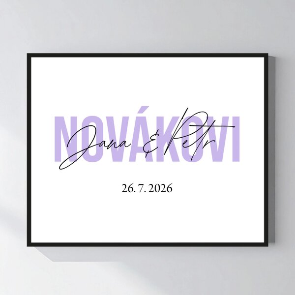 Personalizovaný magický fotoobraz v rámu - 40x50 - jména novomanželů