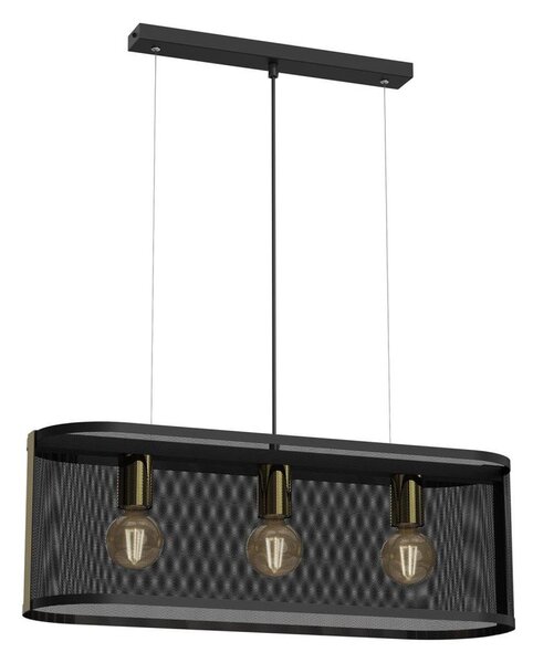 Lustr na lanku KAGA 3xE27/60W/230V černá/zlatá