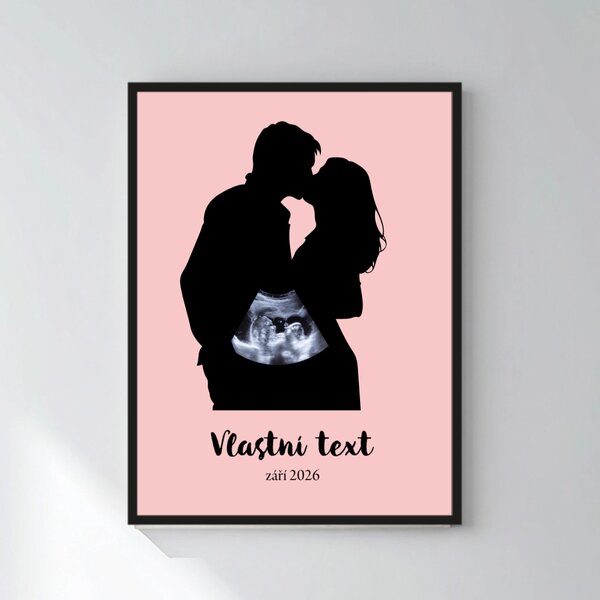 Personalizovaný magický fotoobraz v rámu - čtverec 30x40 - s párem a ultrazvukem