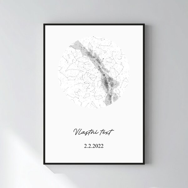 Personalizovaný magický fotoobraz v rámu - 50x70 - hvězdná mapa