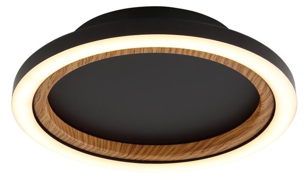 GLOBO 67356D DAKARI I stropní svítidlo D205mm LED 12W 1430/490lm 3000K černá, imitace dřeva