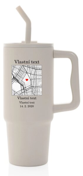 Personalizovaná nerezová termoska s barevným víčkem s mapou
