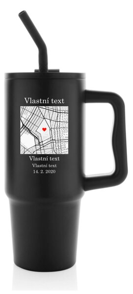 Personalizovaná nerezová termoska s barevným víčkem s mapou