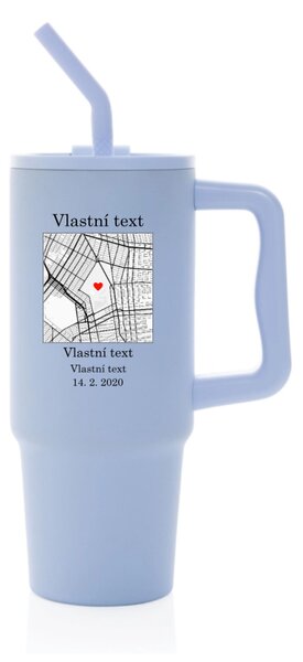 Personalizovaná nerezová termoska s barevným víčkem s mapou