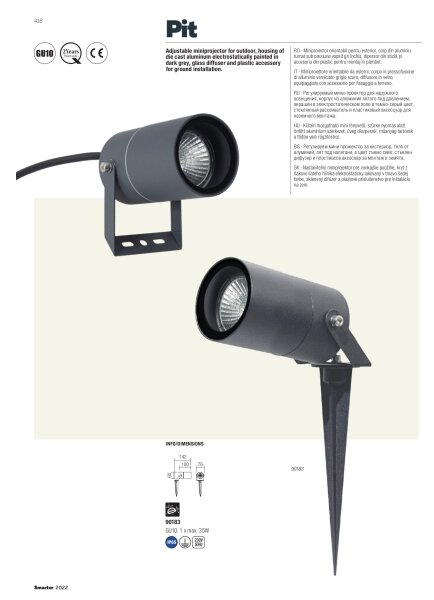 Redo 90183 - Venkovní lampa PIT 1xGU10/35W/230V IP65