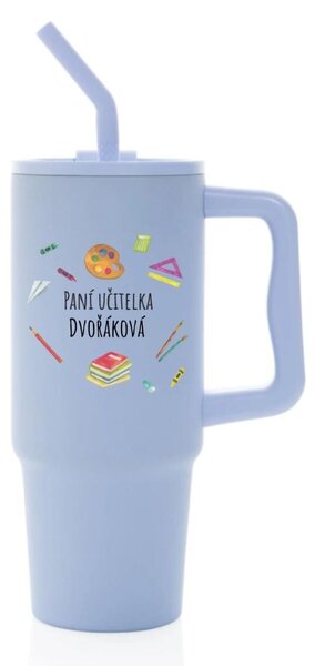Personalizovaná nerezová termoska s barevným víčkem pro paní učitelku/pana učitele (pomůcky)