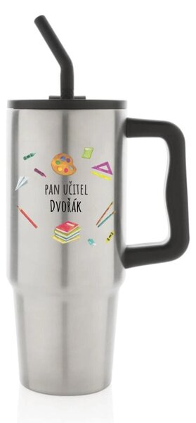 Personalizovaná nerezová termoska s barevným víčkem pro paní učitelku/pana učitele (pomůcky)