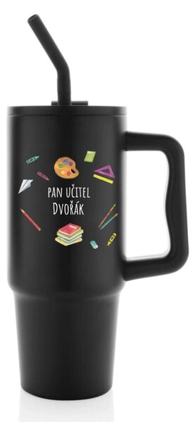 Personalizovaná nerezová termoska s barevným víčkem pro paní učitelku/pana učitele (pomůcky)
