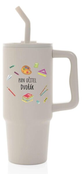 Personalizovaná nerezová termoska s barevným víčkem pro paní učitelku/pana učitele (pomůcky)