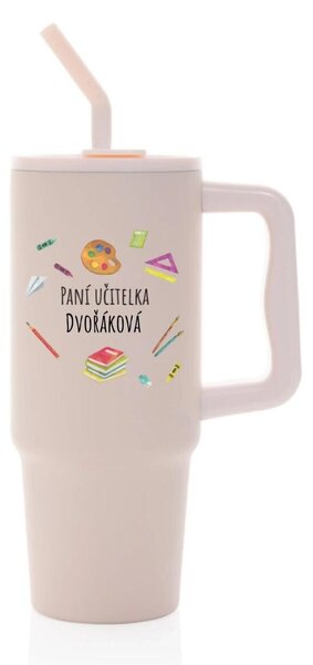 Personalizovaná nerezová termoska s barevným víčkem pro paní učitelku/pana učitele (pomůcky)