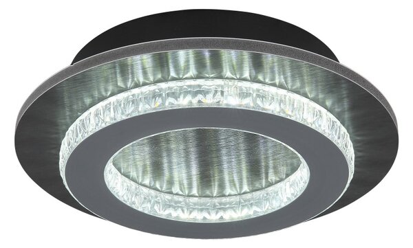 GLOBO 48042-12A JAYDEN stropní svítidlo D200mm LED 12W 1400/470lm 3000+4000+6500K černá, křišťálový efekt