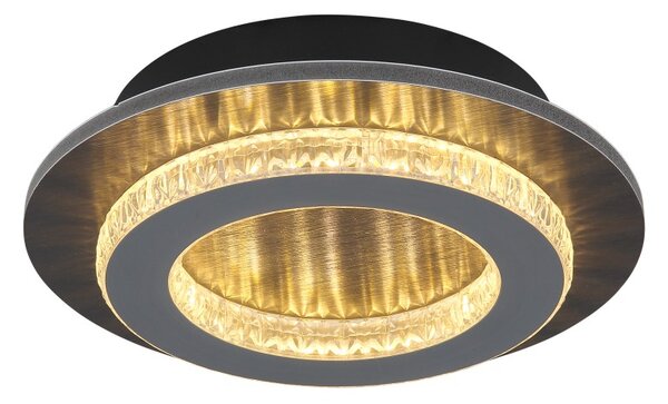 GLOBO 48042-12A JAYDEN stropní svítidlo D200mm LED 12W 1400/470lm 3000+4000+6500K černá, křišťálový efekt