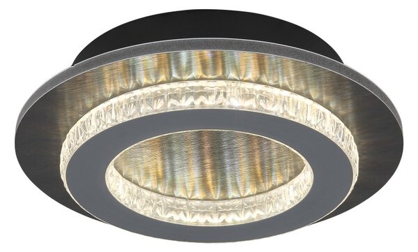 GLOBO 48042-12A JAYDEN stropní svítidlo D200mm LED 12W 1400/470lm 3000+4000+6500K černá, křišťálový efekt