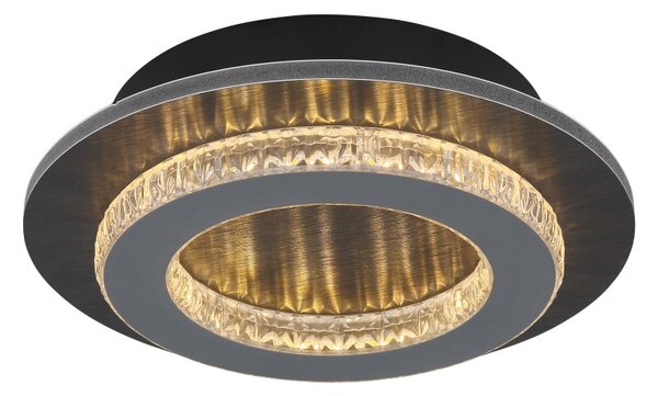GLOBO 48042-12A JAYDEN stropní svítidlo D200mm LED 12W 1400/470lm 3000+4000+6500K černá, křišťálový efekt