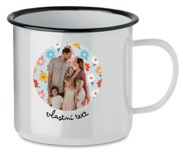 Personalizovaný retro plecháček s výřezem fotky na podkladu
