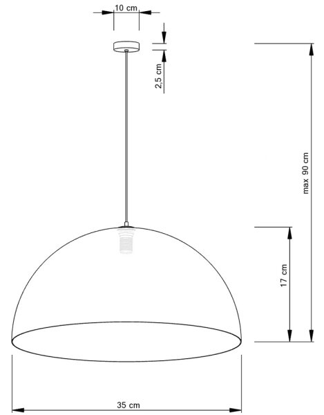 Lustr na lanku SFERA 1xE27/60W/230V pr. 35 cm černá/měděná