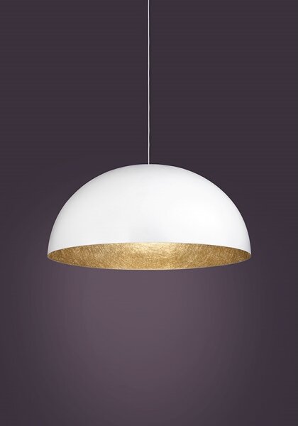 Lustr na lanku SFERA 1xE27/60W/230V pr. 35 cm bílá/zlatá