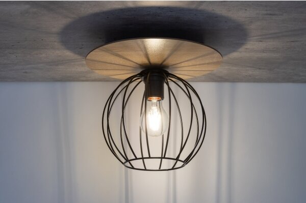 Přisazený lustr CYBER 1xE27/60W/230V dřevo/černá