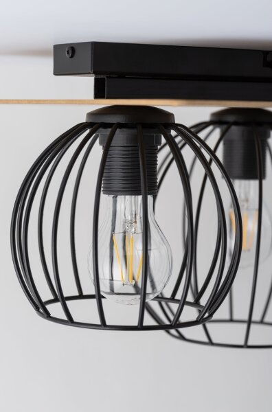 Přisazený lustr CYBER 2xE27/60W/230V dřevo/černá