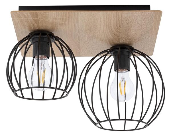Přisazený lustr CYBER 2xE27/60W/230V dřevo/černá