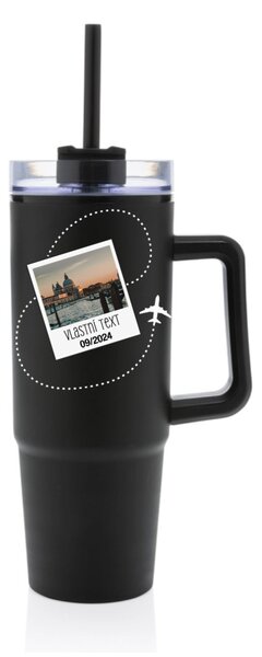 Personalizovaná cestovní termoska s průhledným víčkem s fotkou a cestovatelským motivem