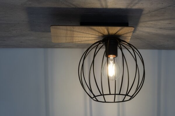 Přisazený lustr CYBER 1xE27/60W/230V dřevo/černá