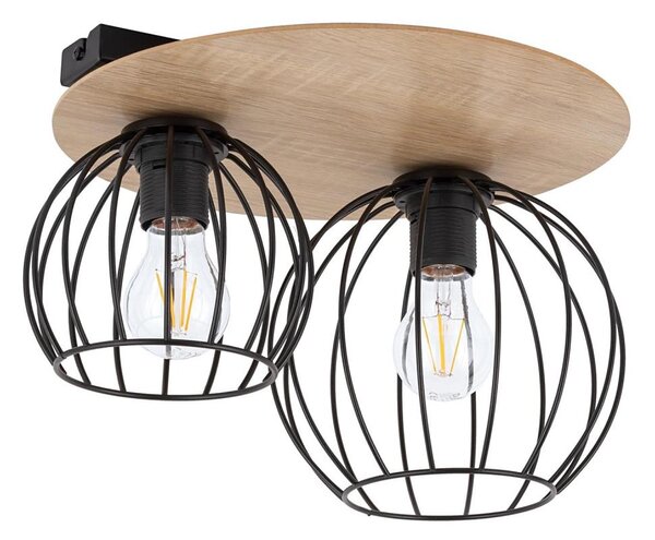 Přisazený lustr CYBER 2xE27/60W/230V dřevo/černá