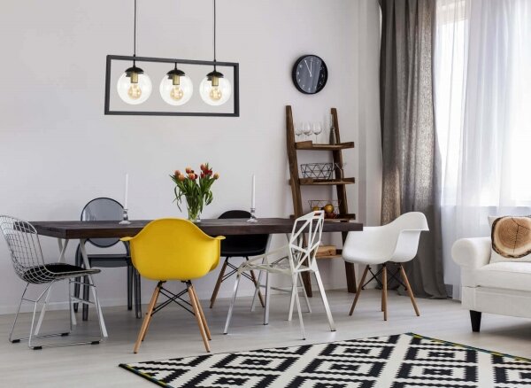 Klausen 113000 - Lustr na lanku REY 3xE27/7W/230V černá