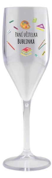 Personalizovaná nerozbitná prosecco sklenice pro paní učitelku/pana učitele (pomůcky)