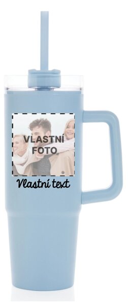 Personalizovaná cestovní termoska s průhledným víčkem s fotografií