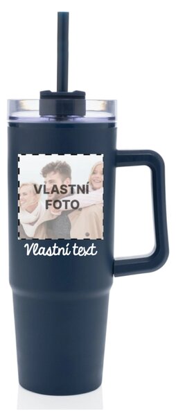 Personalizovaná cestovní termoska s průhledným víčkem s fotografií