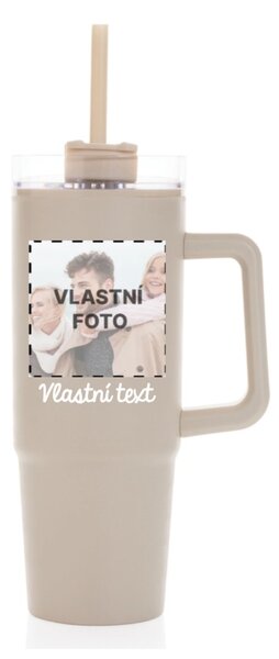 Personalizovaná cestovní termoska s průhledným víčkem s fotografií