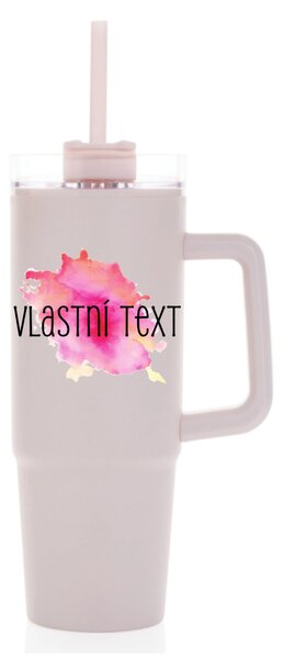 Personalizovaná cestovní termoska s průhledným víčkem s barevnou skvrnou