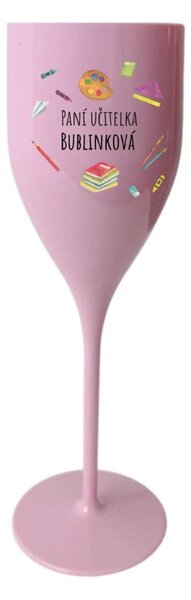 Personalizovaná nerozbitná prosecco sklenice pro paní učitelku/pana učitele (pomůcky)
