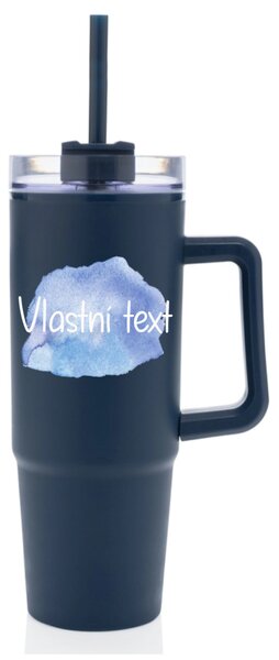 Personalizovaná cestovní termoska s průhledným víčkem s barevnou skvrnou