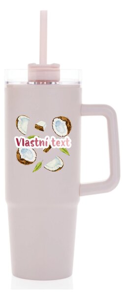 Personalizovaná cestovní termoska s průhledným víčkem s letním ovocem