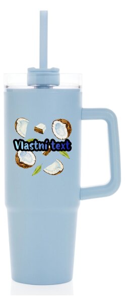 Personalizovaná cestovní termoska s průhledným víčkem s letním ovocem