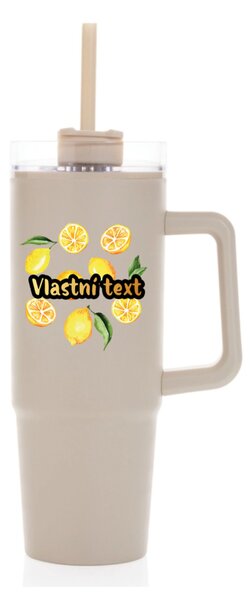 Personalizovaná cestovní termoska s průhledným víčkem s letním ovocem